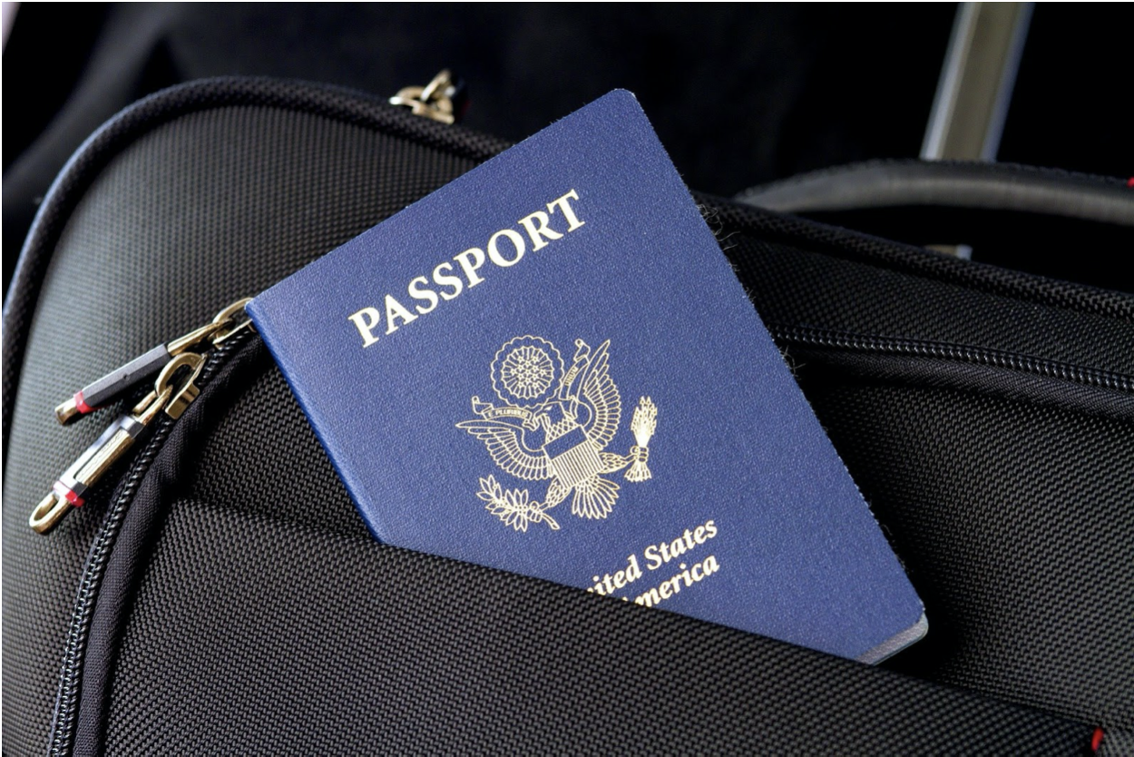 Blue American Passport in Luggage